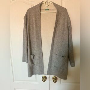 Grey cardigan gently worn.